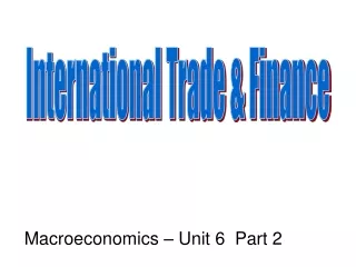 International Trade &amp; Finance