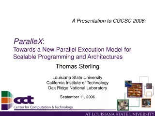 ParalleX : Towards a New Parallel Execution Model for Scalable Programming and Architectures
