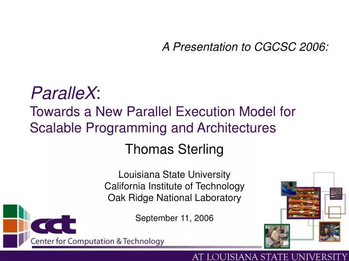 parallex towards a new parallel execution model for scalable programming and architectures