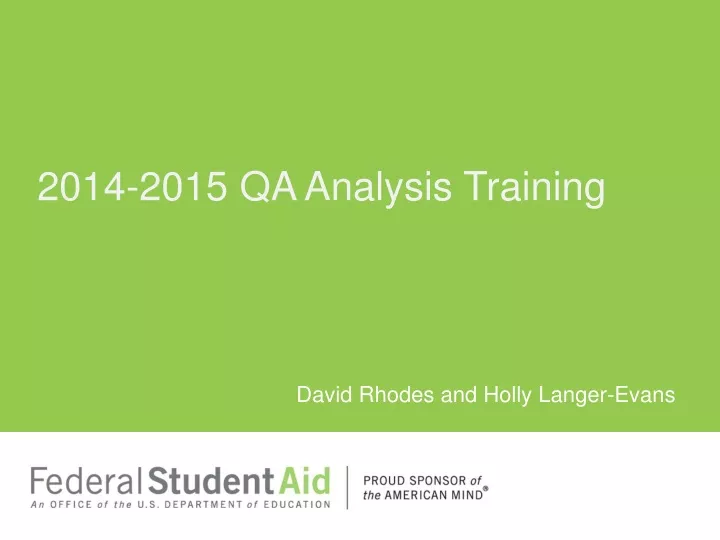 2014 2015 qa analysis training