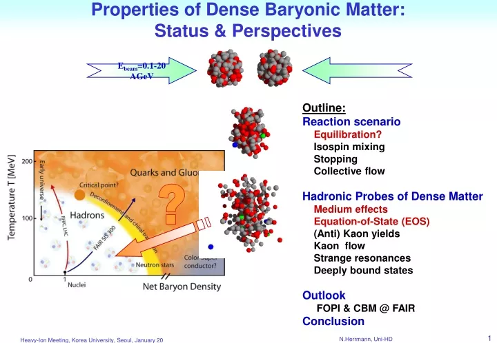 properties of dense baryonic matter status