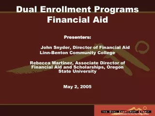 Dual Enrollment Programs Financial Aid