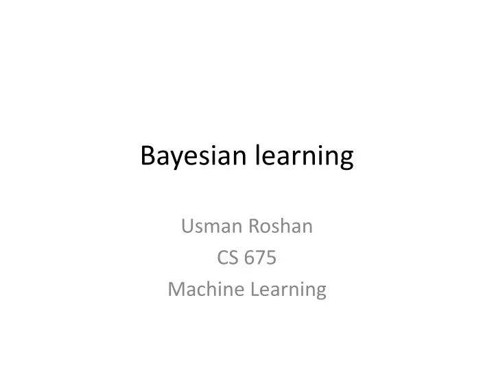 bayesian learning