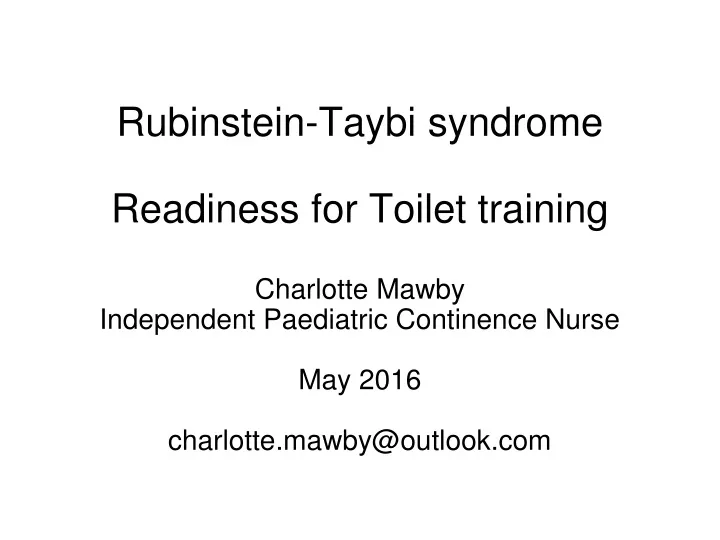rubinstein taybi syndrome readiness for toilet