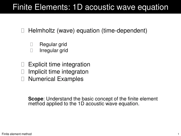 finite elements 1d acoustic wave equation