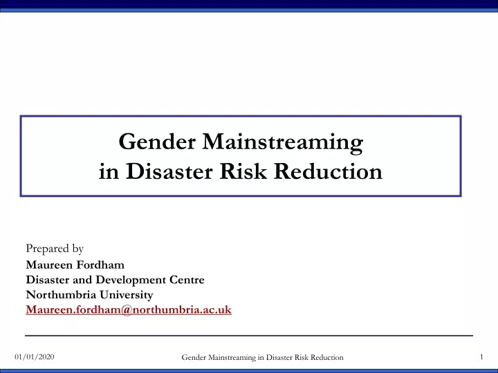 gender mainstreaming in disaster risk reduction