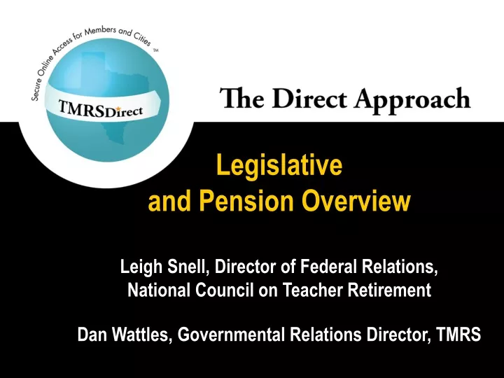 legislative and pension overview leigh snell