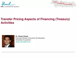 Transfer Pricing Aspects of Financing (Treasury) Activities