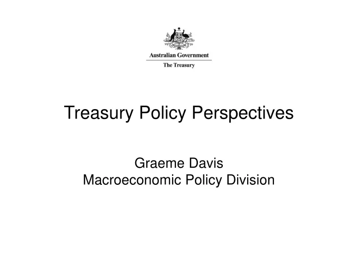 treasury policy perspectives