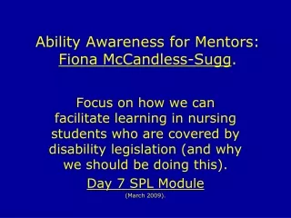 Ability Awareness for Mentors:  Fiona McCandless-Sugg .