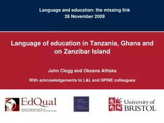 Language and education: the missing link  26 November 2009