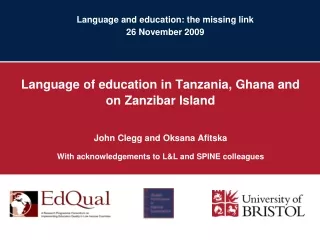 language and education the missing link 26 november 2009