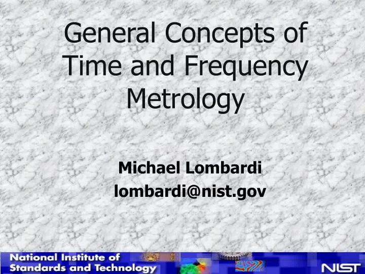 general concepts of time and frequency metrology