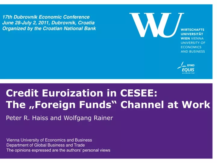 credit euroization in cesee the foreign funds channel at work