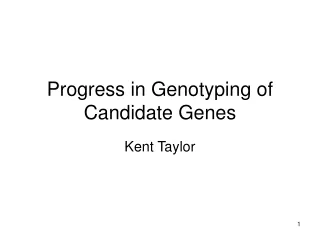 Progress in Genotyping of Candidate Genes