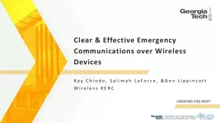 Clear &amp; Effective Emergency Communications over Wireless Devices