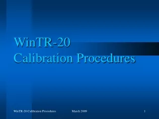 WinTR-20  Calibration Procedures