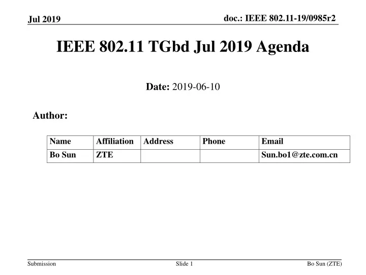ieee 802 11 tgbd jul 2019 agenda