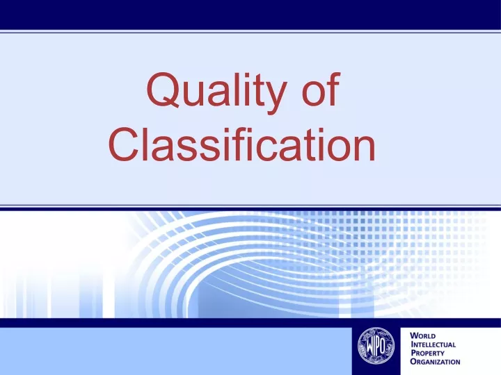 quality of classification