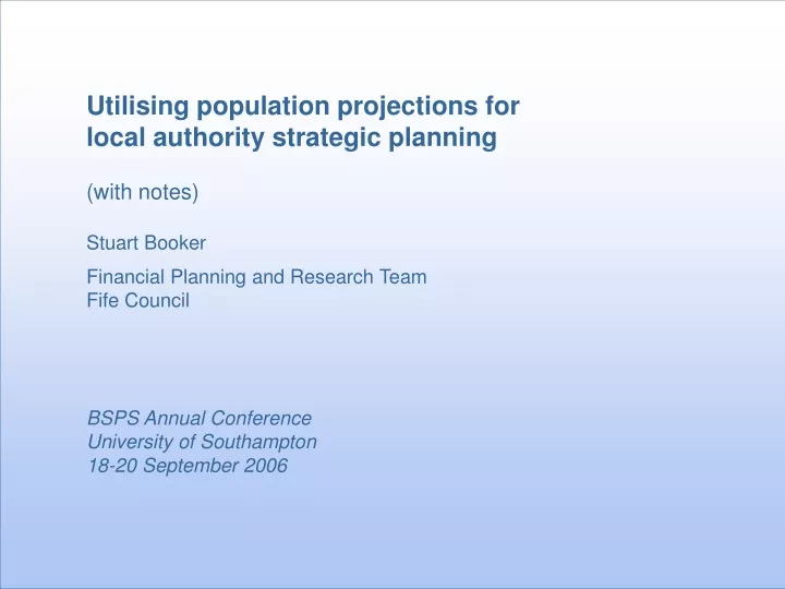 utilising population projections for local