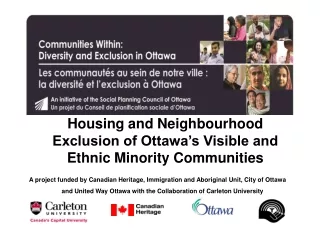 Housing and Neighbourhood Exclusion of Ottawa’s Visible and Ethnic Minority Communities