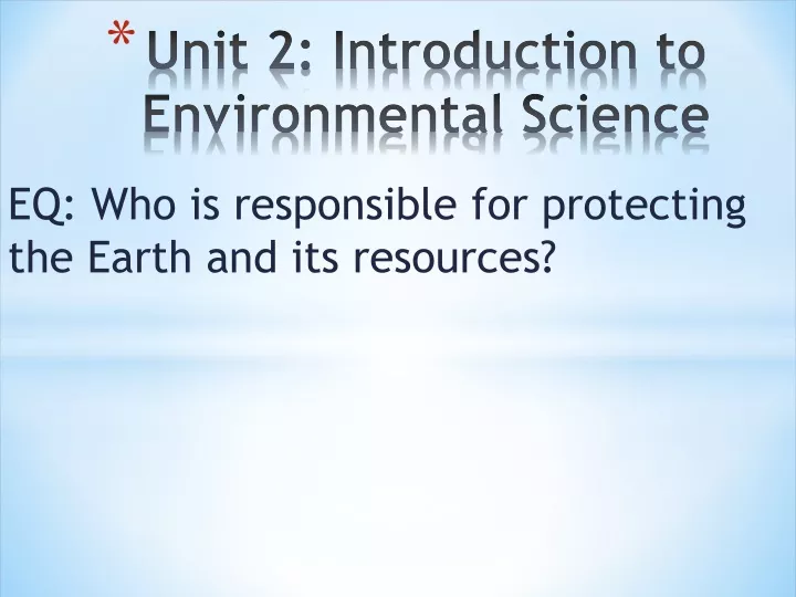 unit 2 introduction to environmental science