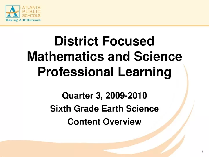 district focused mathematics and science professional learning