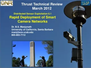 Distributed Sensor Exploitation 6.1 Rapid Deployment of Smart Camera Networks