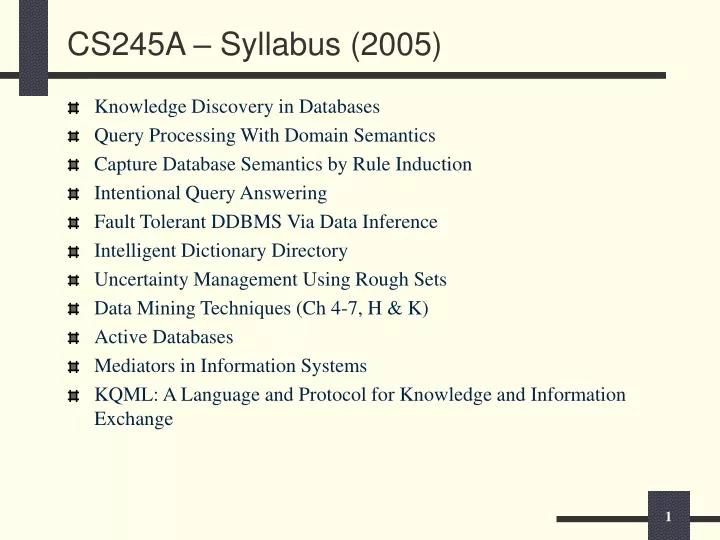 cs245a syllabus 2005