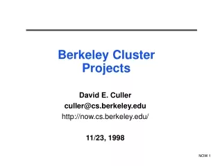 Berkeley Cluster Projects