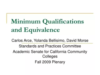 Minimum Qualifications and Equivalence