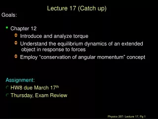 Lecture 17 (Catch up)