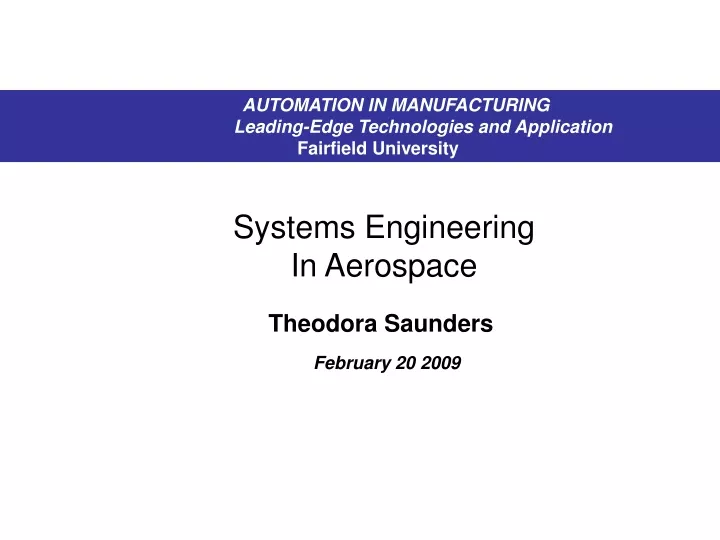 systems engineering in aerospace