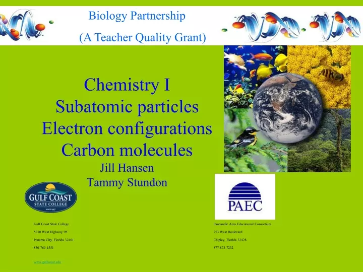 chemistry i subatomic particles electron configurations carbon molecules jill hansen tammy stundon