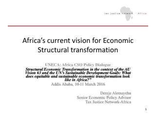 Africa’s current vision for Economic Structural transformation