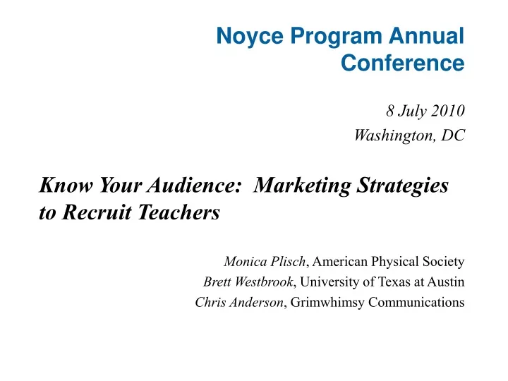 noyce program annual conference