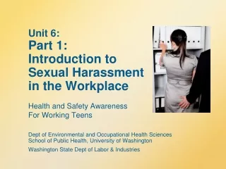 Unit 6:  Part 1:  Introduction to  Sexual Harassment  in the Workplace