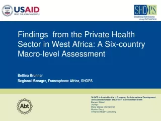 Findings  from the Private Health Sector in West Africa: A Six-country Macro-level Assessment