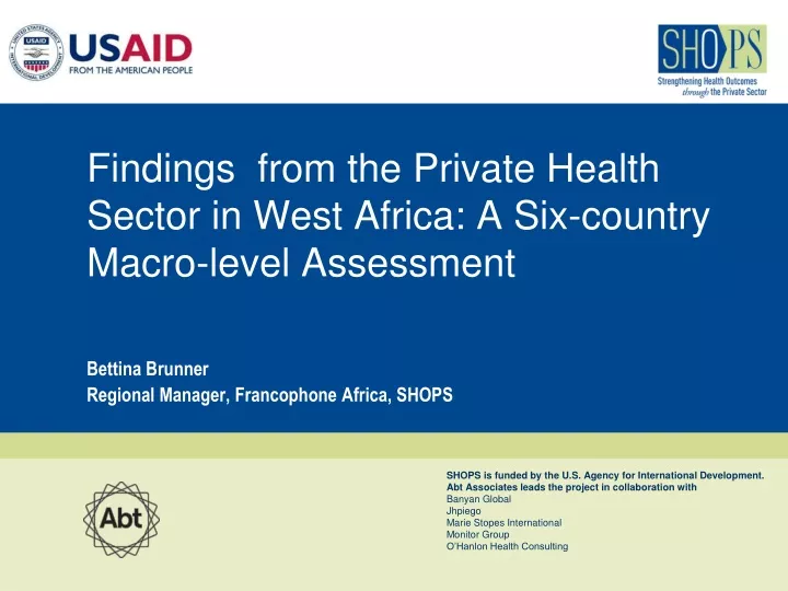 findings from the private health sector in west africa a six country macro level assessment