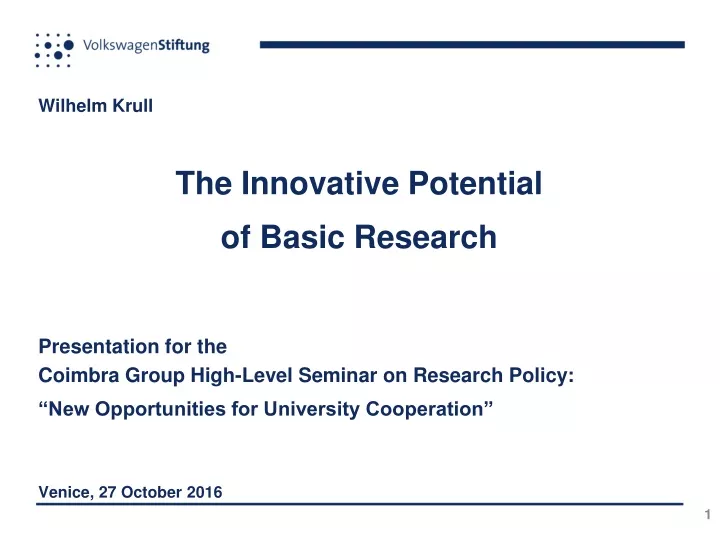 wilhelm krull the innovative potential of basic