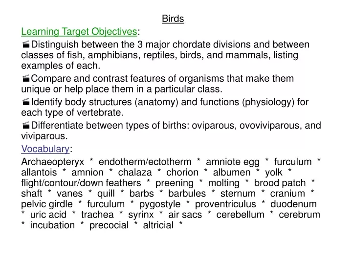 birds learning target objectives distinguish