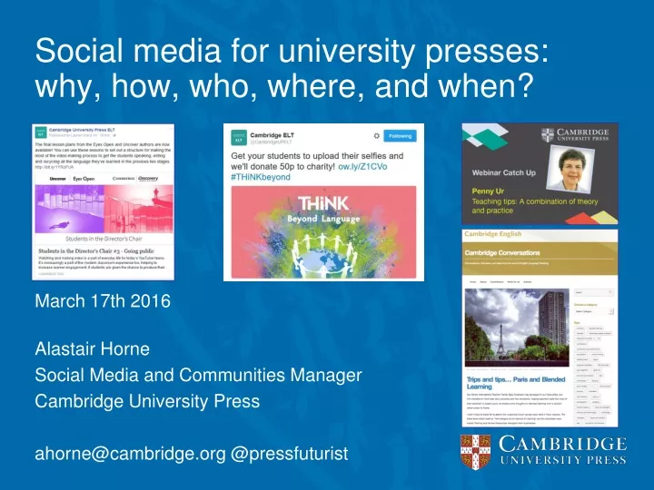 social media for university presses why how who where and when