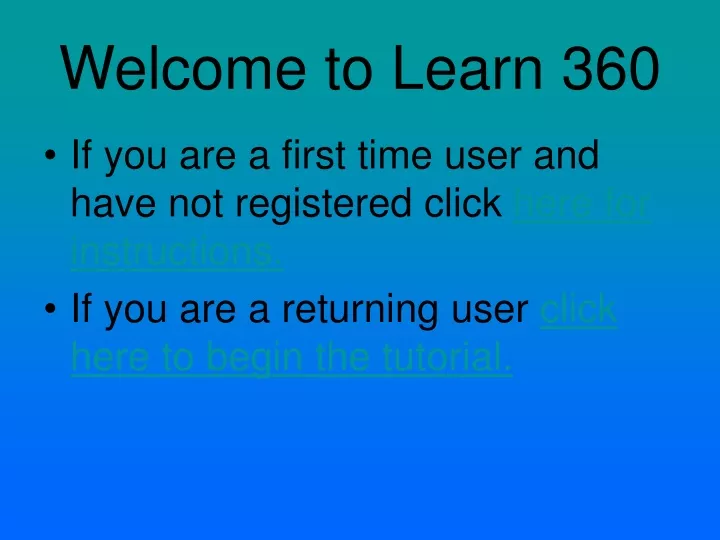 welcome to learn 360