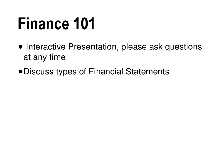 finance 101
