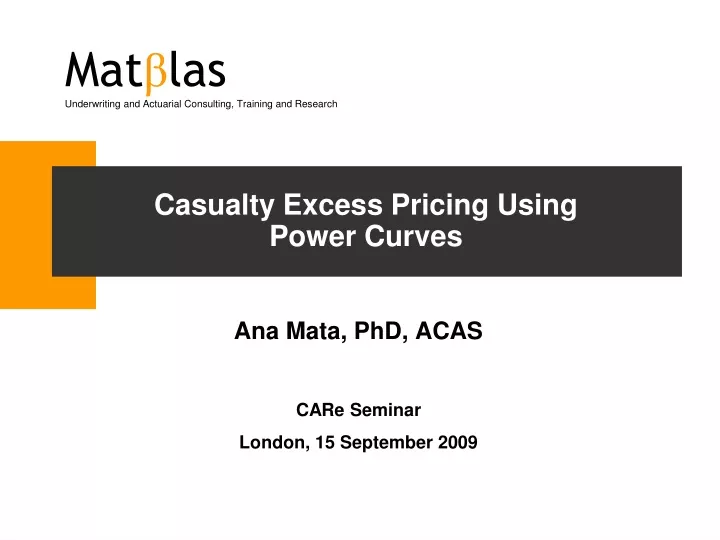 casualty excess pricing using power curves