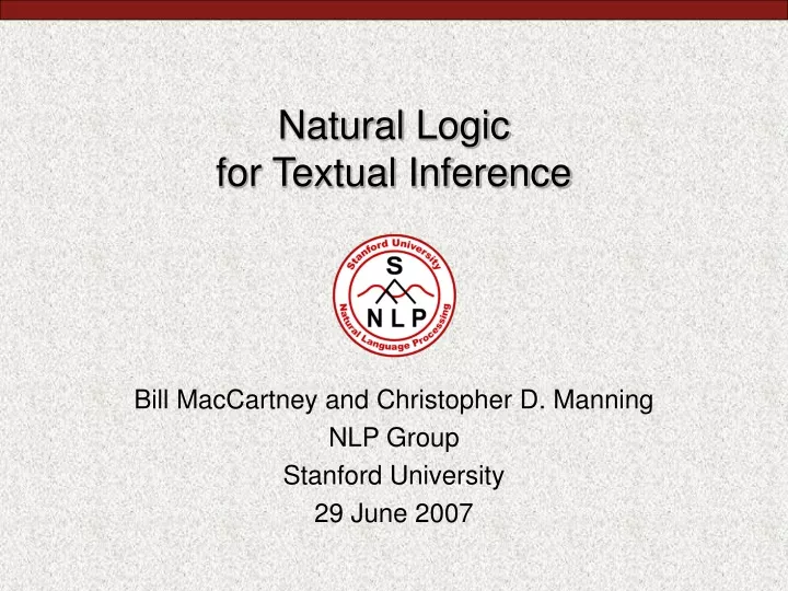 natural logic for textual inference