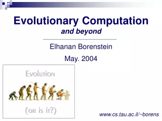 Evolutionary Computation and beyond