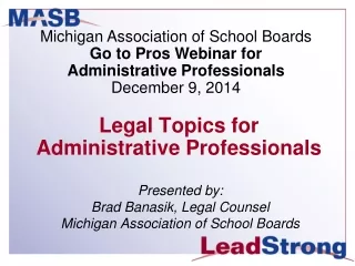 Legal Topics for  Administrative Professionals