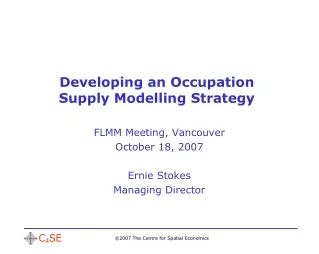 Developing an Occupation  Supply Modelling Strategy