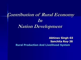 Contribution of Rural Economy In Nation Development